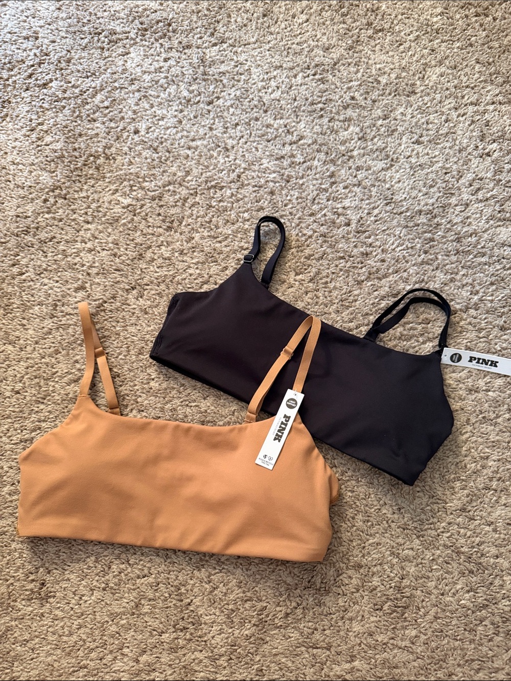 2 PINK Victoria’s Secret bralettes size S NWT